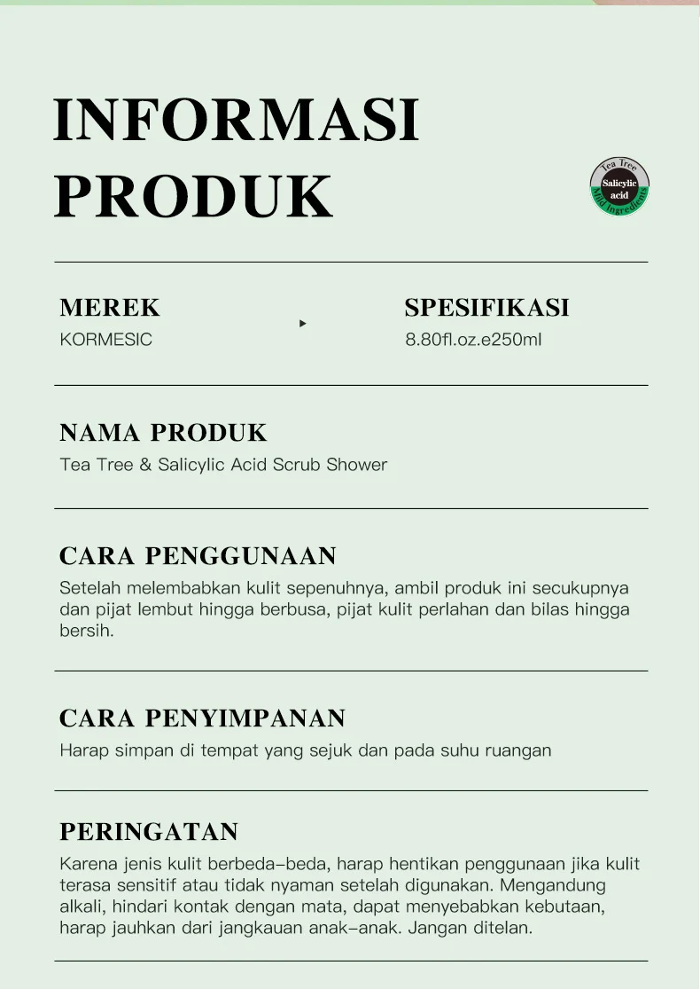 Tea Tree & Salicylic Acid Scrub Shower Gel - Deep Moisturizing & Pore Cleansing 7 tea tree salicylic acid scrub shower gel spu949006724606 desc 7