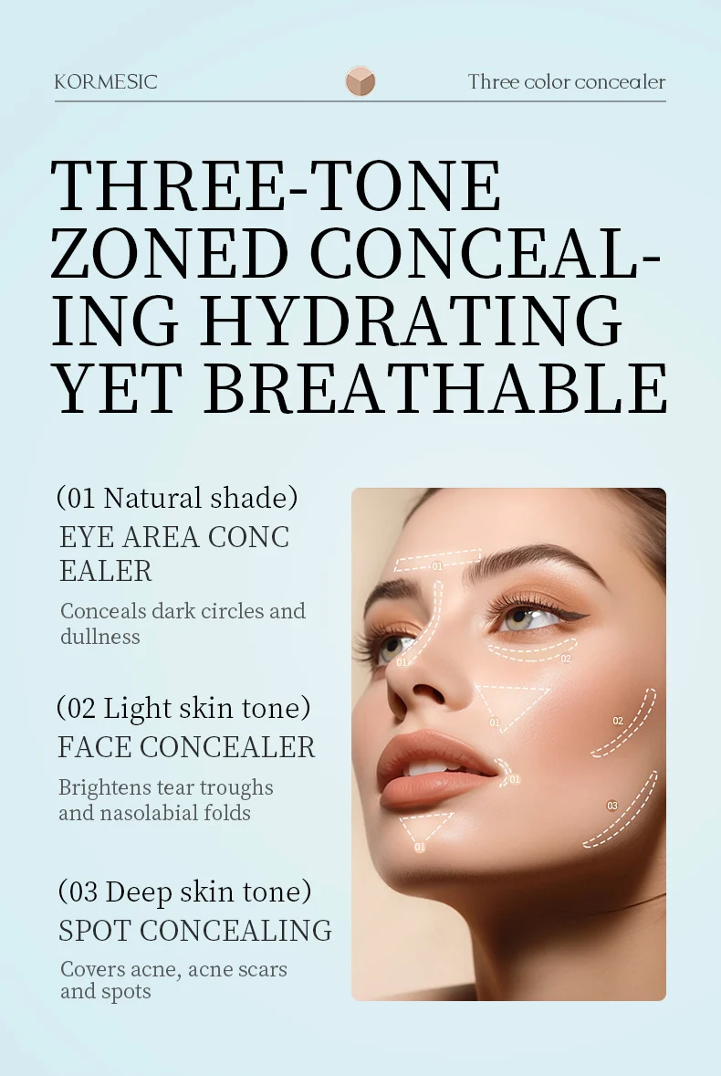Tri-Color Concealer Palette - Waterlight Formula for Flawless Coverage 5 tri color concealer palette spu837009612526 desc 5