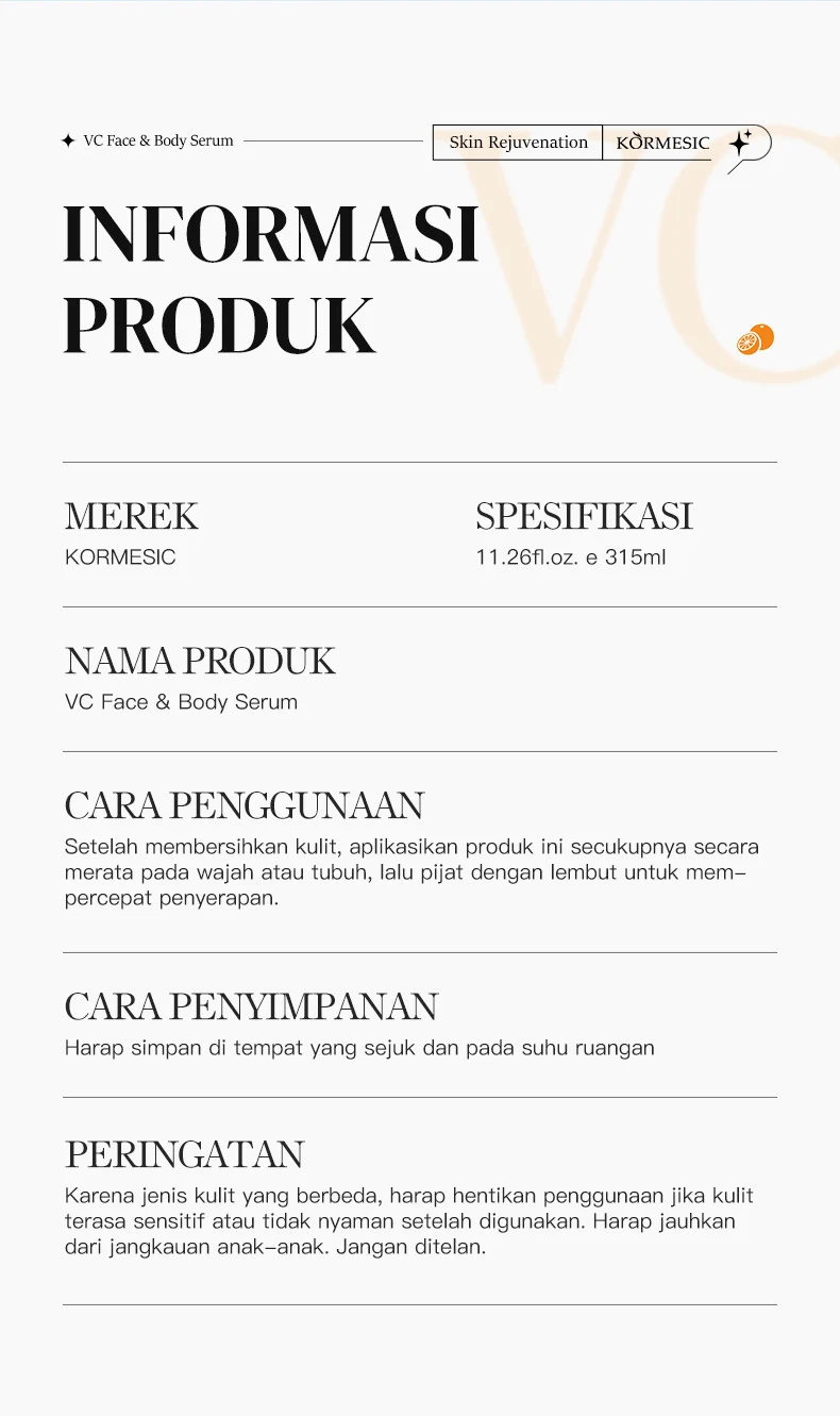VC Face & Body Serum for Skin Brightening & Rejuvenation 315ml 7 vc face body serum spu958572229927 desc 7